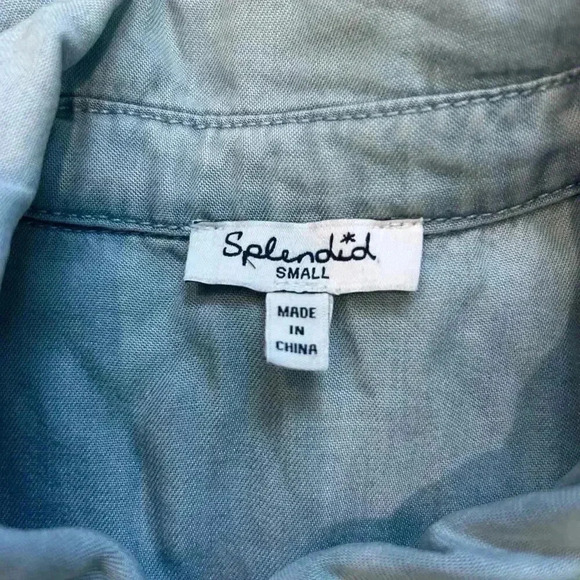 Splendid Blue Lyocell Light Wash Blue Button-Down Soft Denim Shirt Size S - Picture 6 of 6